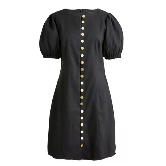 J. Crew Black and Gold Puff Sleeve Sheath Dress - Picture 2 of 10